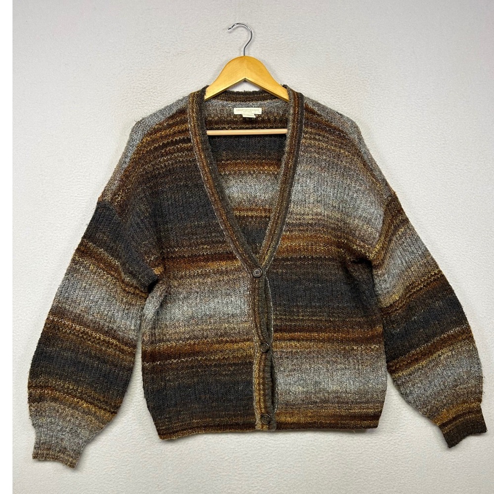 Christian Siriano Space Dye Knit Cardigan Women Medium Brown Sweater Earthy Boho